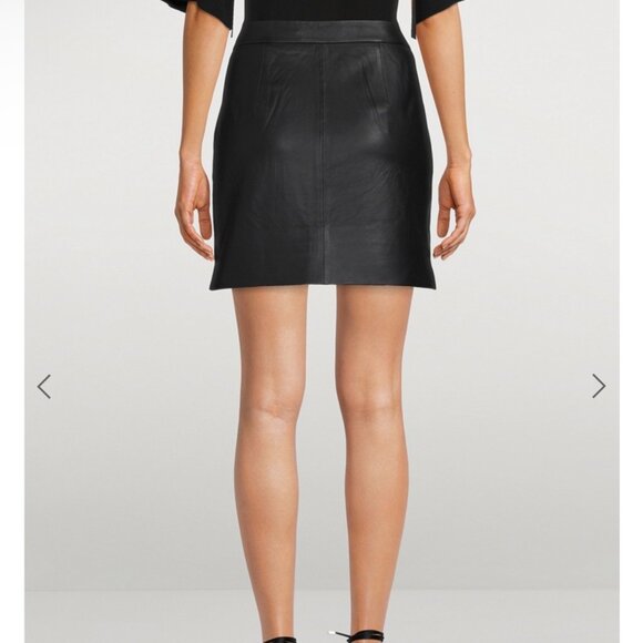 Equipment Myra Black Leather Skirt Asymmetric High-Low Size 8 Lambskin - Picture 5 of 12